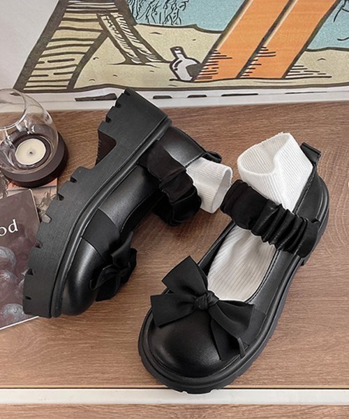 Miniministore(ミニミニストア)の「リボン厚底ローファーパンプスラウンドトゥ(ローファー・レディース・ブラック/アイボリー・22.5cm/23.0cm/23.5cm/24.0cm/24.5cm)」の15枚目の写真