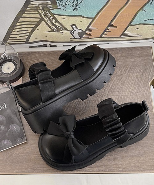 Miniministore(ミニミニストア)の「リボン厚底ローファーパンプスラウンドトゥ(ローファー・レディース・ブラック/アイボリー・22.5cm/23.0cm/23.5cm/24.0cm/24.5cm)」の16枚目の写真