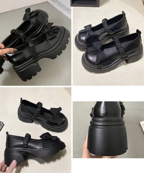 Miniministore(ミニミニストア)の「リボン厚底ローファーパンプスラウンドトゥ(ローファー・レディース・ブラック/アイボリー・22.5cm/23.0cm/23.5cm/24.0cm/24.5cm)」の17枚目の写真