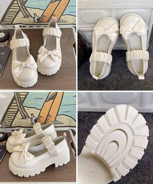 Miniministore(ミニミニストア)の「リボン厚底ローファーパンプスラウンドトゥ(ローファー・レディース・ブラック/アイボリー・22.5cm/23.0cm/23.5cm/24.0cm/24.5cm)」の18枚目の写真