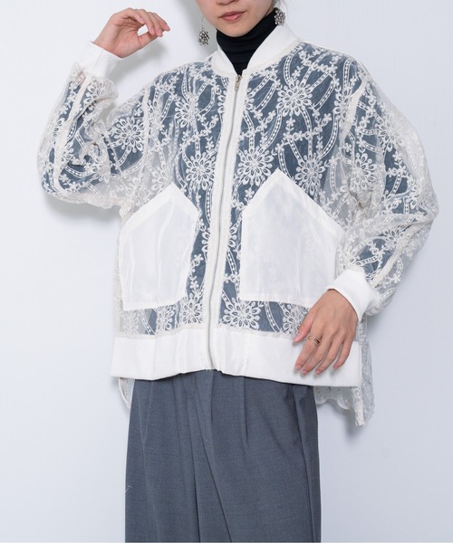 【ZOZO限定商品】フラワー刺繍シアーブルゾン