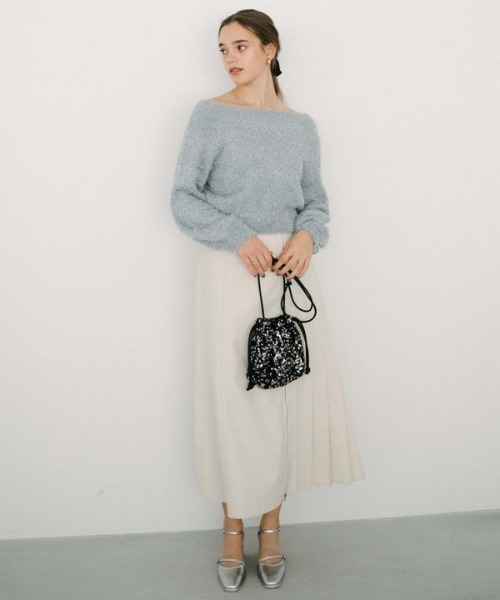 archives（アルシーヴ）の「ラメシャギーオフショルニットプルオーバー（ニット/セーター・レディース・ブラック/オフホワイト/グレー/ブルー・MEDIUM）」の9枚目の写真