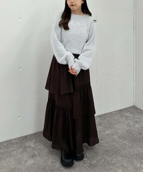 archives（アルシーヴ）の「ラメシャギーオフショルニットプルオーバー（ニット/セーター・レディース・ブラック/オフホワイト/グレー/ブルー・MEDIUM）」の15枚目の写真