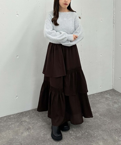 archives（アルシーヴ）の「ラメシャギーオフショルニットプルオーバー（ニット/セーター・レディース・ブラック/オフホワイト/グレー/ブルー・MEDIUM）」の16枚目の写真