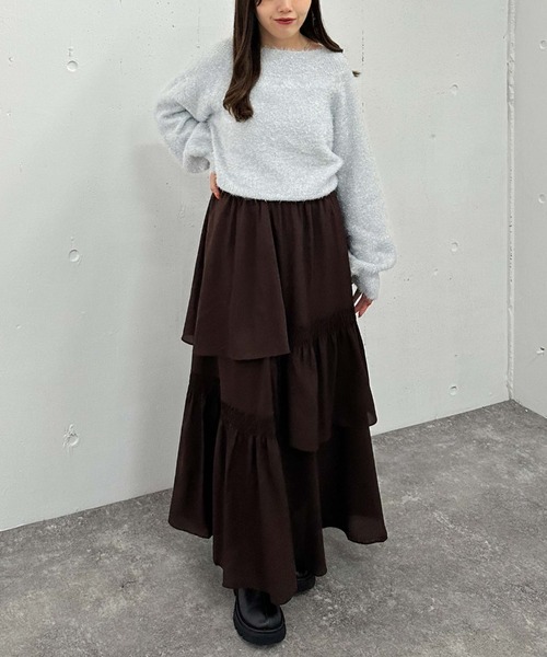 archives（アルシーヴ）の「ラメシャギーオフショルニットプルオーバー（ニット/セーター・レディース・ブラック/オフホワイト/グレー/ブルー・MEDIUM）」の17枚目の写真