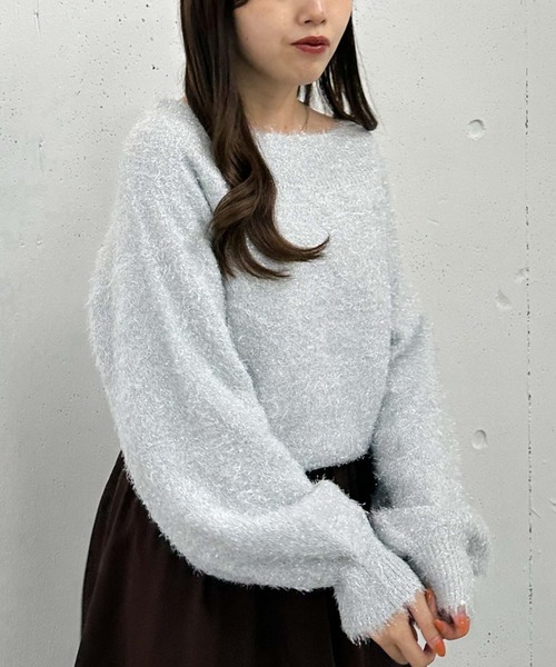 archives（アルシーヴ）の「ラメシャギーオフショルニットプルオーバー（ニット/セーター・レディース・ブラック/オフホワイト/グレー/ブルー・MEDIUM）」の13枚目の写真