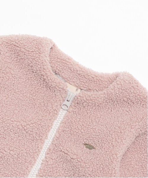 petit main（プティマイン）の「【リンク】ボアジップ羽織り(キッズ)（ノーカラージャケット・キッズ・アイボリー/ピンク/チャコール・80ｃｍ/90cm/100cm/110cm/120cm/130cm）」の6枚目の写真