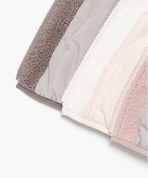 petit main（プティマイン）の「【リンク】ボアジップ羽織り(キッズ)（ノーカラージャケット・キッズ・アイボリー/ピンク/チャコール・80ｃｍ/90cm/100cm/110cm/120cm/130cm）」の10枚目の写真