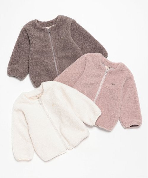 petit main（プティマイン）の「【リンク】ボアジップ羽織り(キッズ)（ノーカラージャケット・キッズ・アイボリー/ピンク/チャコール・80ｃｍ/90cm/100cm/110cm/120cm/130cm）」の12枚目の写真