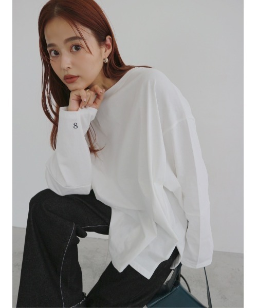 TRUNC(トランクエイティーエイト)の「Simple Long Sleeve TEE(Tシャツ/カットソー・レディース・アイボリー/ブラック・FREE)」の2枚目の写真