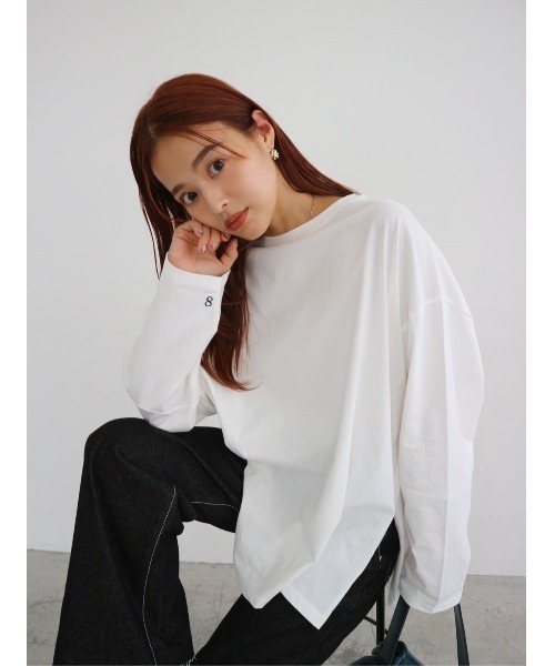 TRUNC(トランクエイティーエイト)の「Simple Long Sleeve TEE(Tシャツ/カットソー・レディース・アイボリー/ブラック・FREE)」の5枚目の写真