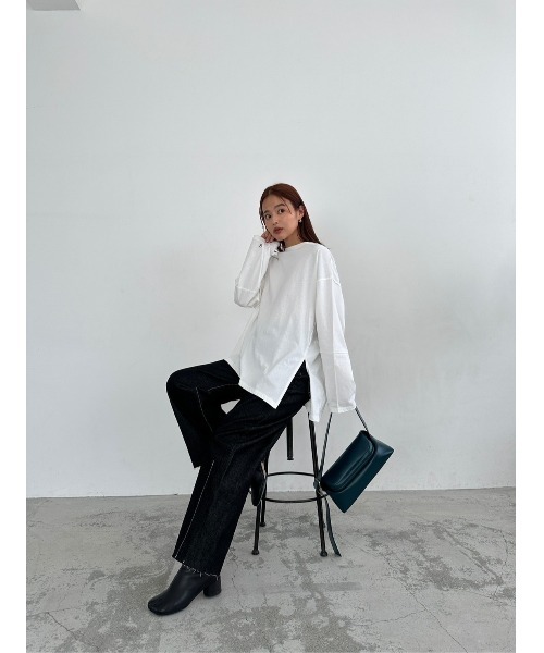 TRUNC(トランクエイティーエイト)の「Simple Long Sleeve TEE(Tシャツ/カットソー・レディース・アイボリー/ブラック・FREE)」の11枚目の写真