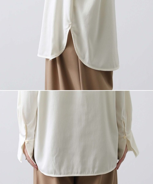 Gready Brilliant（グレディブリリアン）の「ＬＵサテンクルーブラウス（シャツ/ブラウス・レディース・ダークブラウン/アイボリー・38）」の16枚目の写真