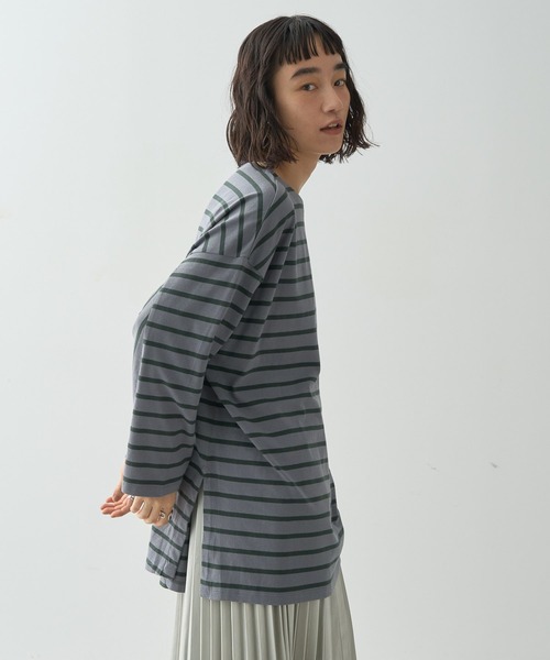 AMERICAN HOLIC(アメリカンホリック)の「ボーダーカットBIGプルオーバー(Tシャツ/カットソー・レディース・ブラック/グレー/ブラウン・L/M)」の9枚目の写真