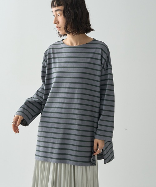 AMERICAN HOLIC(アメリカンホリック)の「ボーダーカットBIGプルオーバー(Tシャツ/カットソー・レディース・ブラック/グレー/ブラウン・L/M)」の4枚目の写真