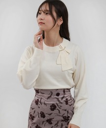金具付きリボンネックプルオーバー
