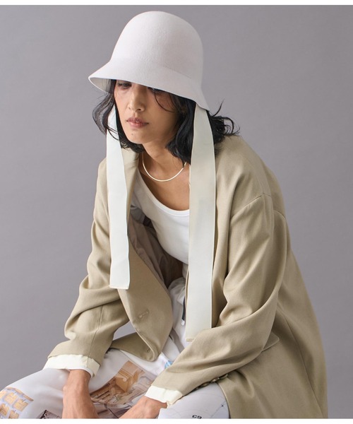 Settimissimo（セッティミッシモ）の「オーストラリアウールロングリボンハット（ハット・レディース・ブラック/アイボリー・FREE）」の3枚目の写真