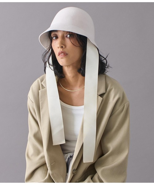 Settimissimo（セッティミッシモ）の「オーストラリアウールロングリボンハット（ハット・レディース・ブラック/アイボリー・FREE）」の4枚目の写真