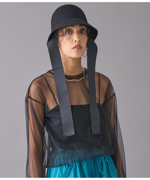 Settimissimo（セッティミッシモ）の「オーストラリアウールロングリボンハット（ハット・レディース・ブラック/アイボリー・FREE）」の8枚目の写真