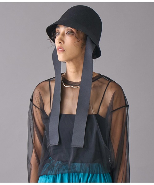 Settimissimo（セッティミッシモ）の「オーストラリアウールロングリボンハット（ハット・レディース・ブラック/アイボリー・FREE）」の9枚目の写真