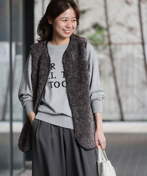 JOURNAL STANDARD relume（ジャーナルスタンダード　レリューム）の「《再入荷！》カールしたファーが大人可愛い。シープフェイクファージップベスト（ベスト・レディース・チャコールグレー/アイボリー・FREE）」の14枚目の写真