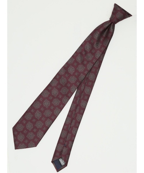 Alexander Julian（アレキサンダージュリアン）の「アレキサンダージュリアン シルク混 ネクタイ＆タイバーセット クリップ小紋（ネクタイ・メンズ・ワインレッド/ネイビー・FREE）」の15枚目の写真