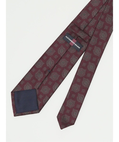 Alexander Julian（アレキサンダージュリアン）の「アレキサンダージュリアン シルク混 ネクタイ＆タイバーセット クリップ小紋（ネクタイ・メンズ・ワインレッド/ネイビー・FREE）」の16枚目の写真