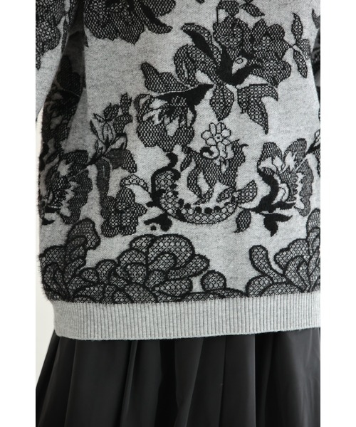 cawaii(カワイイ)の「優美なレース柄ニットプルオーバートップス(ニット/セーター・レディース・グレー・FREE)」の12枚目の写真
