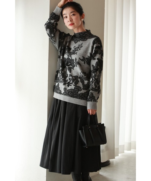 cawaii(カワイイ)の「優美なレース柄ニットプルオーバートップス(ニット/セーター・レディース・グレー・FREE)」の13枚目の写真