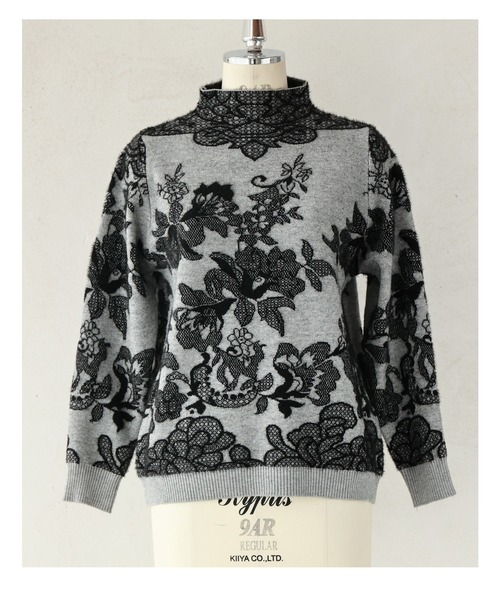 cawaii(カワイイ)の「優美なレース柄ニットプルオーバートップス(ニット/セーター・レディース・グレー・FREE)」の17枚目の写真