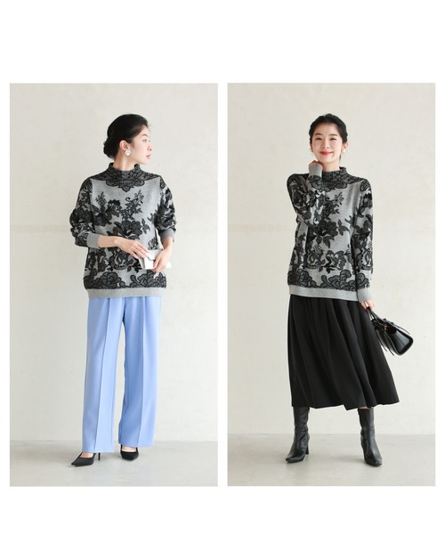 cawaii(カワイイ)の「優美なレース柄ニットプルオーバートップス(ニット/セーター・レディース・グレー・FREE)」の18枚目の写真