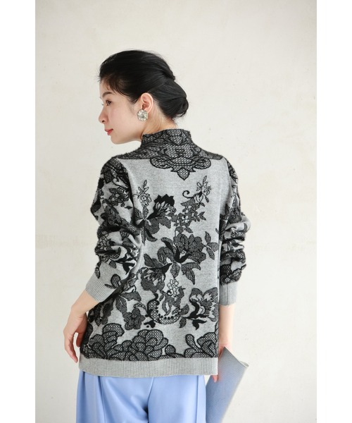 cawaii(カワイイ)の「優美なレース柄ニットプルオーバートップス(ニット/セーター・レディース・グレー・FREE)」の19枚目の写真