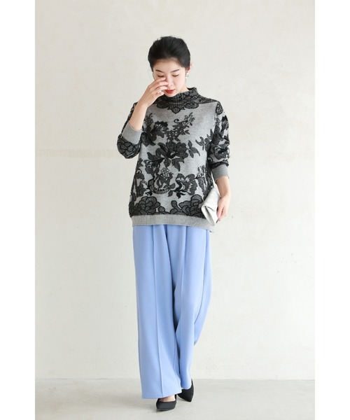 cawaii(カワイイ)の「優美なレース柄ニットプルオーバートップス(ニット/セーター・レディース・グレー・FREE)」の8枚目の写真