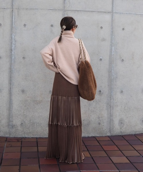 bicolor pleats knit skirt /ティアードバイカラープリーツニット