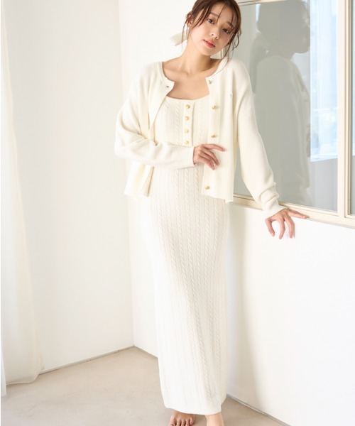 SNIDEL HOME（スナイデルホーム）の「【Milky】 ケーブルワンピース（ルームワンピース・レディース・アイボリー/グリーン/ベージュ・FREE）」の4枚目の写真