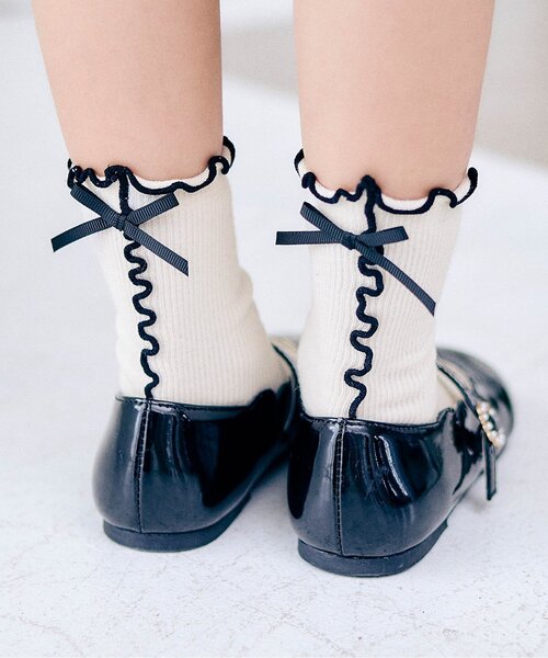 apres les cours(アプレレクール)の「リボンメローソックス(ソックス/靴下・キッズ・アイボリー/ミント/ピンク・12/15 /18/21)」の2枚目の写真