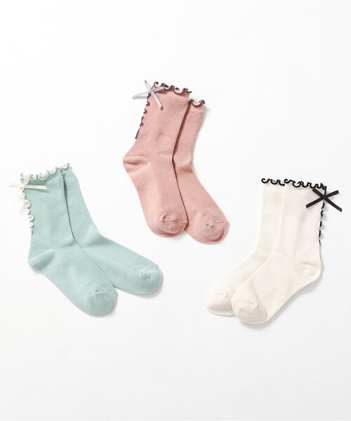 apres les cours(アプレレクール)の「リボンメローソックス(ソックス/靴下・キッズ・アイボリー/ミント/ピンク・12/15 /18/21)」の8枚目の写真