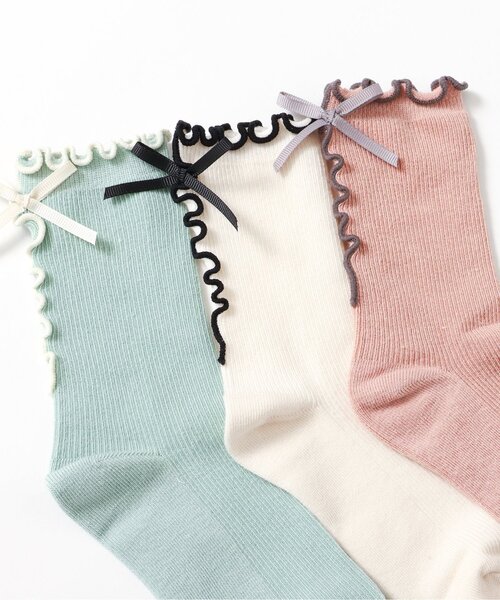 apres les cours(アプレレクール)の「リボンメローソックス(ソックス/靴下・キッズ・アイボリー/ミント/ピンク・12/15 /18/21)」の9枚目の写真