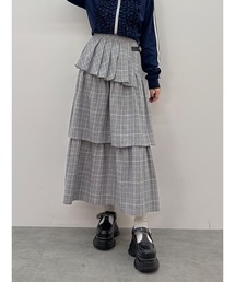 ベルトチェックティアードスカート