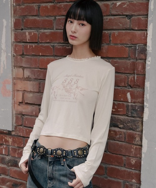 HIGH SCHOOL DISCO／エンゼルプリントロングスリーブ（Tシャツ/カットソー）｜HIGH SCHOOL DISCO（ハイスクールディスコ）