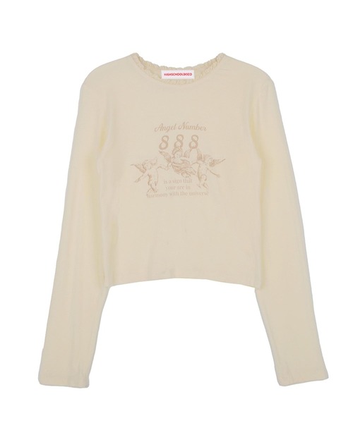 HIGH SCHOOL DISCO(ハイスクールディスコ)の「HIGH SCHOOL DISCO/エンゼルプリントロングスリーブ(Tシャツ/カットソー・レディース・クリーム/ブラック・FREE)」の20枚目の写真