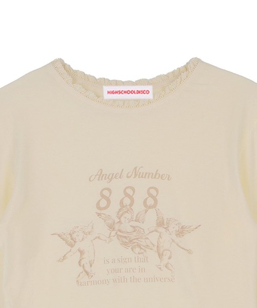 HIGH SCHOOL DISCO(ハイスクールディスコ)の「HIGH SCHOOL DISCO/エンゼルプリントロングスリーブ(Tシャツ/カットソー・レディース・クリーム/ブラック・FREE)」の22枚目の写真