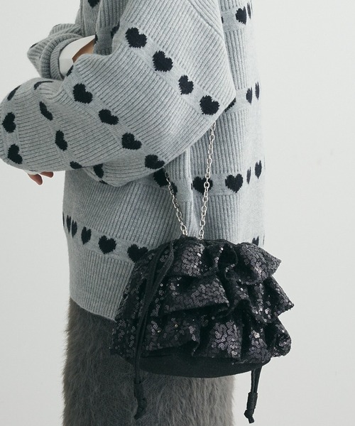 Green　Parks（グリーンパークス）の「ETS.スパンコールショルダーバッグ（ショルダーバッグ・レディース・ブラック/ホワイト・FREE）」の2枚目の写真