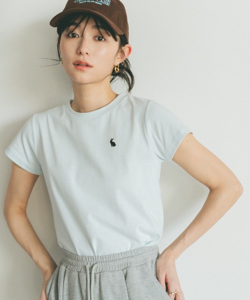 VANNIE U(ヴァニーユー)の「オーバルロゴT/ヴァニー刺繍T/コンパクトTシャツ(Tシャツ/カットソー・レディース・ブルー/ピンク系その他/ブルー系その他/ネイビー/ピンク/ホワイト・FREE)」の5枚目の写真