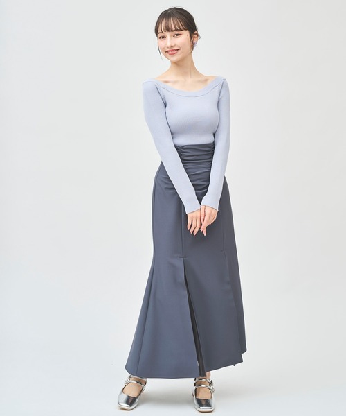 31 Sons de mode - 【オシャレ⭐31 sons de mode】青　リボン　ニット　サイズ36 セール】シアーリボン付きニット（ニット/セーター）｜31 Sons