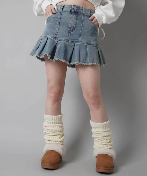 SPINNS(スピンズ)の「バックラインストーン デニムプリーツミニスカート(デニムスカート・レディース・ブラック/ブルー・ONESIZE)」の9枚目の写真