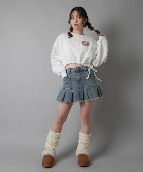 SPINNS(スピンズ)の「バックラインストーン デニムプリーツミニスカート(デニムスカート・レディース・ブラック/ブルー・ONESIZE)」の15枚目の写真