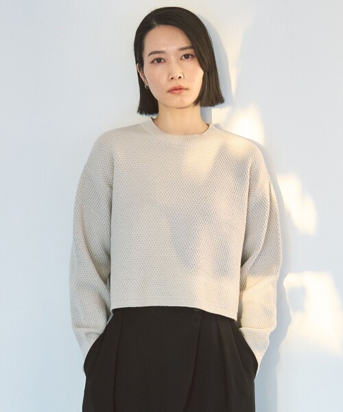 UNFILO(アンフィーロ)の「【WEB限定】ラメリンクス クロップドニット(ニット/セーター・レディース・ホワイト系/ベージュ系/ネイビー系・X-LARGE)」の15枚目の写真