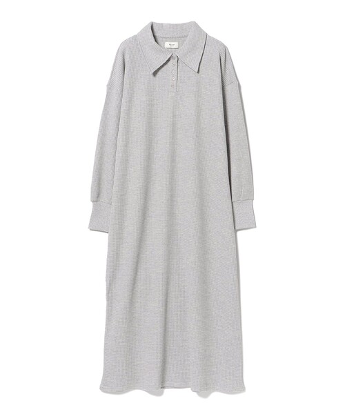 BEAMS HEART（ビームスハート）の「ワッフル ポロ ワンピース（ワンピース・レディース・ライトグレー/ブラック/サックスブルー・FREE）」の10枚目の写真