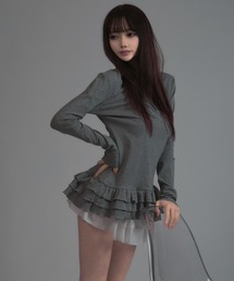 Tiered Flare T-shirt / ティアードフレアTシャツ レイヤードトップス